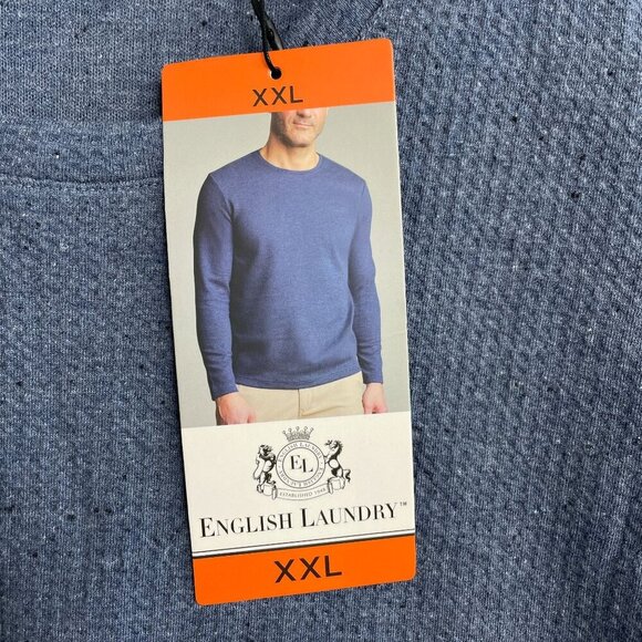NEW English Laundry Men's XXL Long Sleeve Crew Neck Waffle Sweatshirt Blue - Picture 4 of 8